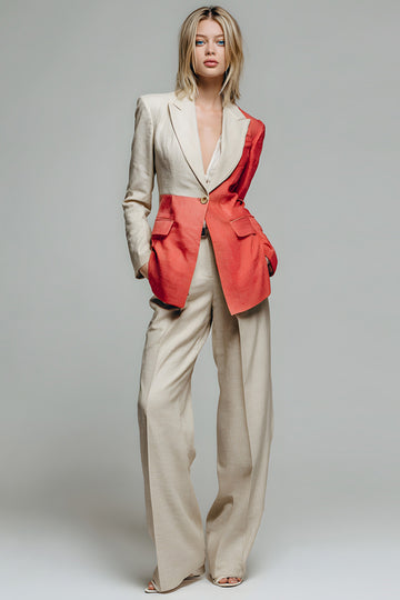 Khaki Peak Lapel One Button 2-Piece Women Suits